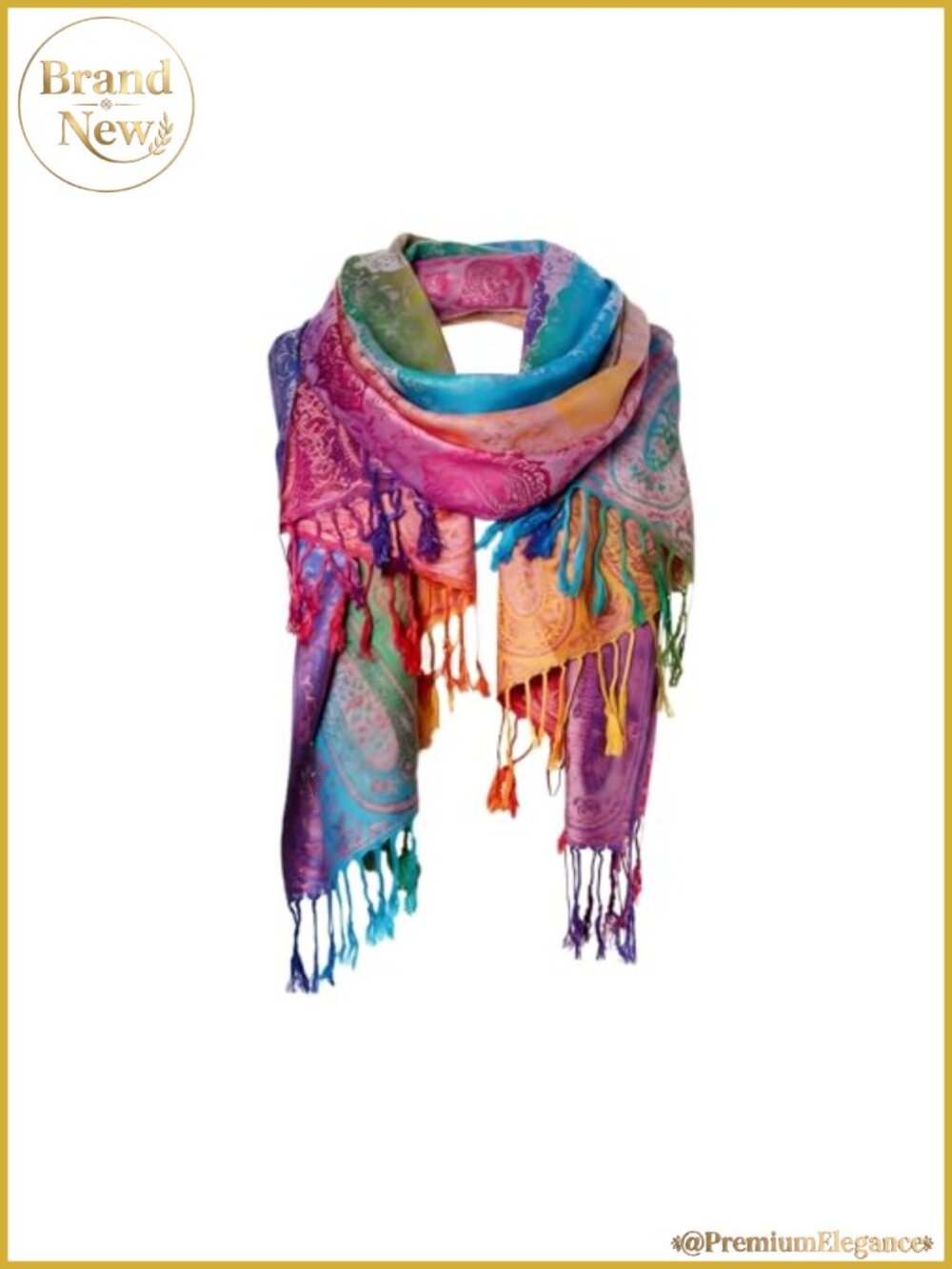 Women's Silk Scarf Luxury Satin Shawl Wrap Pashmina Fringe Paisley